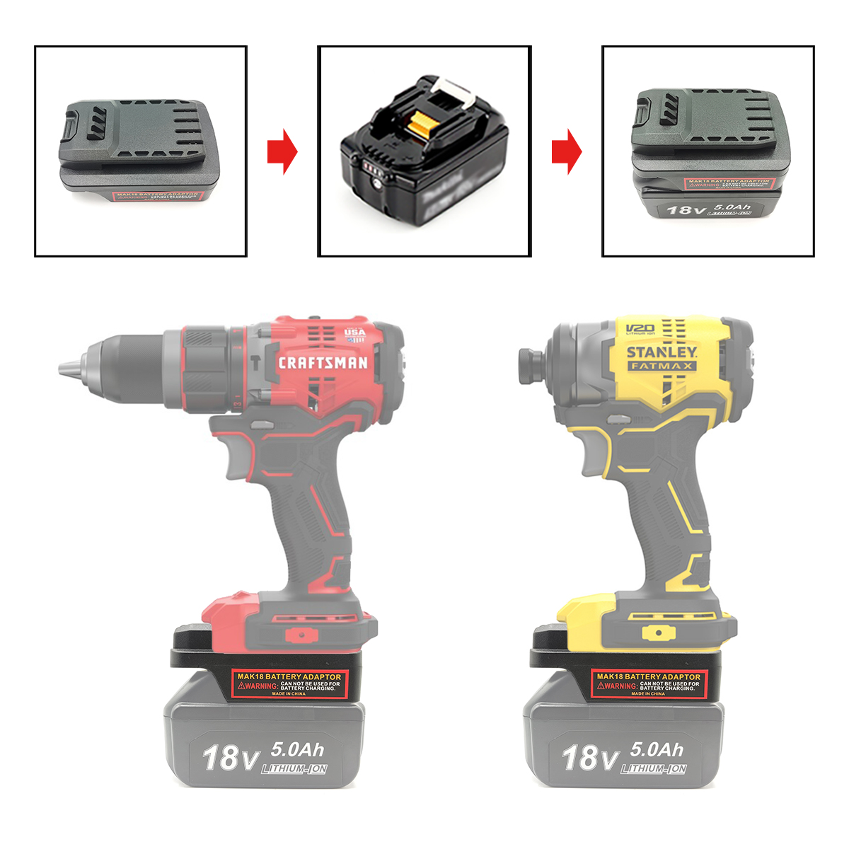 Power Tools Stanley - Konverter Adaptor Baterai untuk Baterai Lithium-Ion