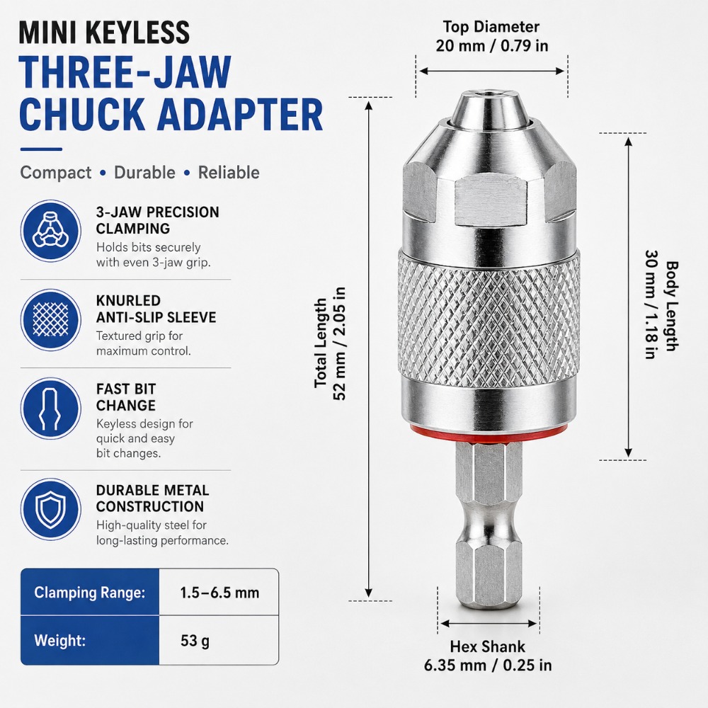 Power Tools Total - Adaptor Chuck Bor 3 Rahang dengan