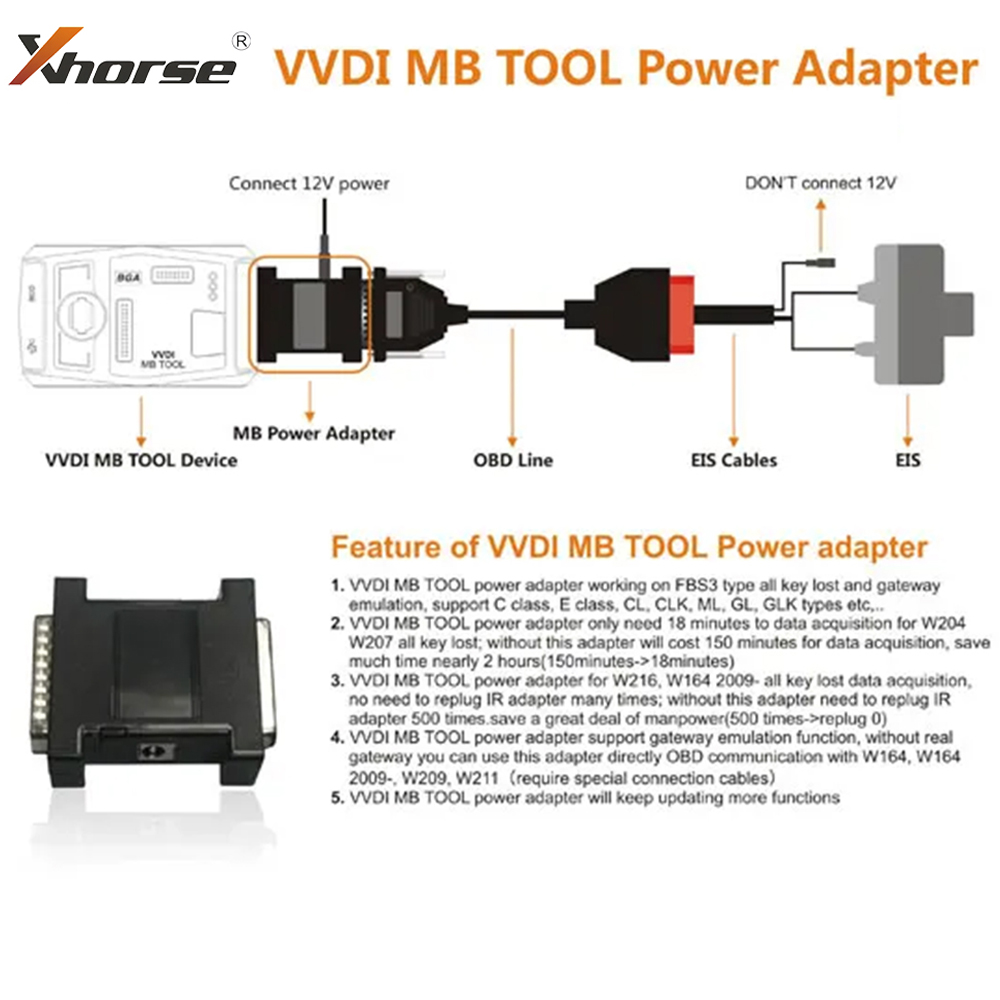 Adaptor Daya Xhorse VVDI MB BG - Power Tools Total ulasan dan harga